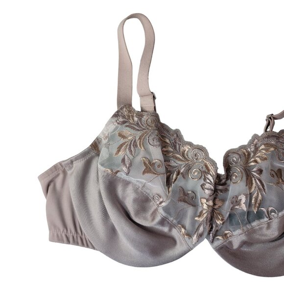 Soma Underwire Full Coverage Sheer Bra Cream Tan 42C Embroidered Unlined Lace - Picture 2 of 12